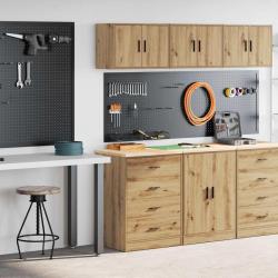 Armoires garage 2 pcs chêne artisanal bois d'ingénierie alsavelo