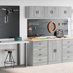 Armoires de garage 2 pcs sonoma gris bois d'ingénierie alsavelo