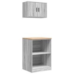 Armoires de garage 2 pcs sonoma gris bois d'ingénierie alsavelo