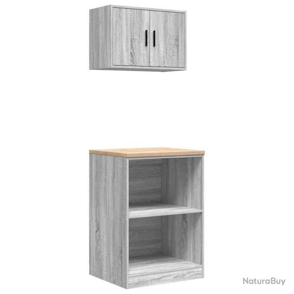 Armoires de garage 2 pcs sonoma gris bois d'ingnierie alsavelo