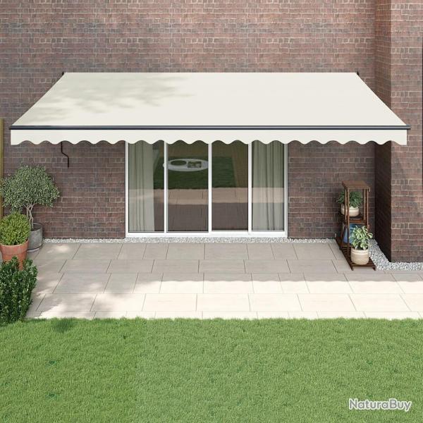Auvent rtractable crme 5x3 m tissu et aluminium