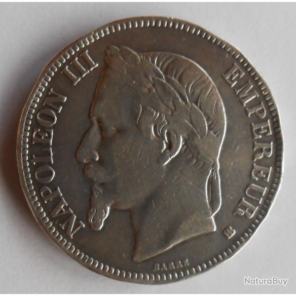 Pice de 5 francs Napolon III de 1868 atelier de Stasbourg