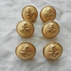 Lot de 6 boutons pour veste militaire du génie diamètre 21 mm dorés
