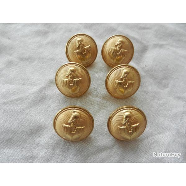 Lot de 6 boutons pour veste militaire du gnie diamtre 21 mm dors
