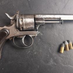 Rare Revolver de transition LEFAUCHEUX, en 380 bulldog long PN / 38 Short/long Colt, cat. D-e