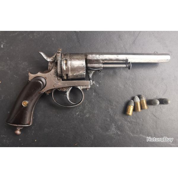 Rare Revolver de transition LEFAUCHEUX, en 380 bulldog long PN / 38 Short/long Colt, cat. D-e