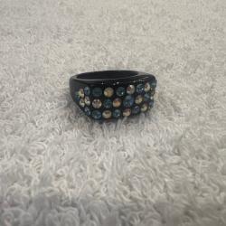 Bague cristaluna julia acrylique noir swarovski aigue-marine / aurore Boréaleneuf 101 404 b4