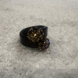 Bague cristaluna bombine acrylique noir swarovski doradoLight colorado topaz 101 909 d1