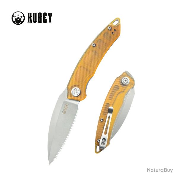 Couteau Kubey Leaf Lame Acier AUS-10 Beadblast Manche Ultem Linerlock KIVT KUB333G