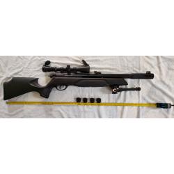 Carabine GAMO ARROW calibre 4,5 MM / .177 avec 4 chargeurs + bipied + lunette + rail picatinny.