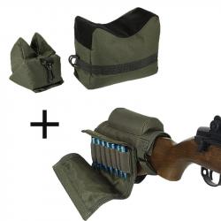 Repose-joue Tactique avec Porte-Munitions  pour Fusil .308/.300 Nylon Ambidextre Chasse/ Tir Vert