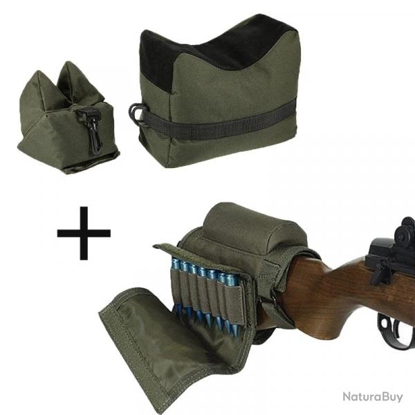 Repose-joue Tactique avec Porte-Munitions  pour Fusil .308/.300 Nylon Ambidextre Chasse/ Tir Vert