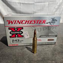 Munition de chasse cal. 243 Winchester, Ogive Super X Jacketed Soft Point, 80 grains