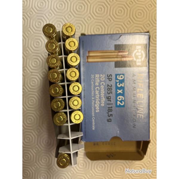 15 balles de 9,3 x 62 PPU de 18,5 grammes.Mise  prix 1euro sans rserve.