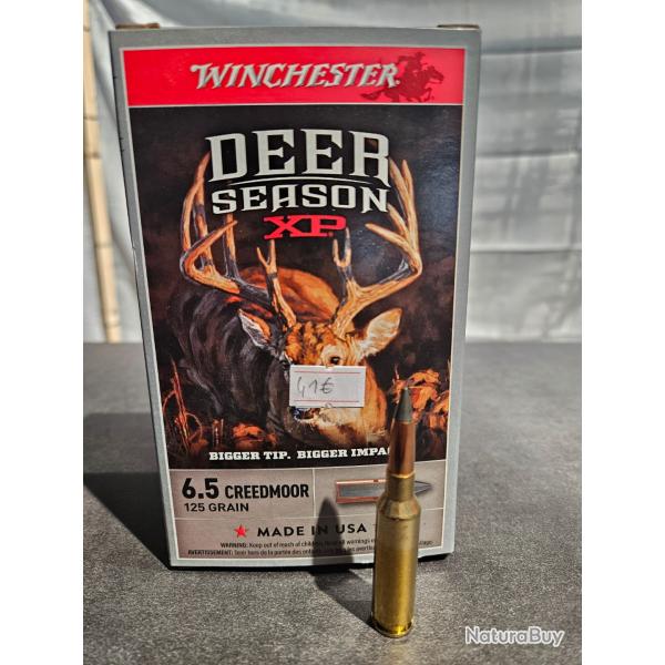 Munitions de chasse Winchester calibre 6,5 Creedmoor, Extrem Point Deer Season, Ogive 125 grain