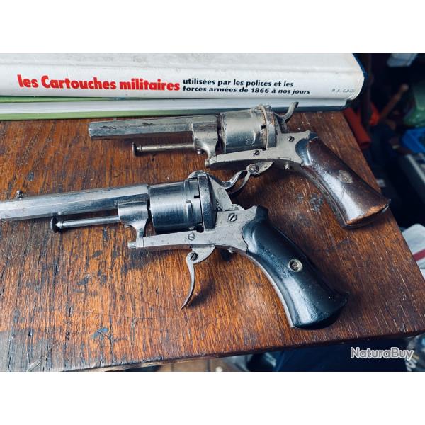 2 REVOLVERS A BROCHE TYPE LEFAUCHEUX  calibre 7MM EN TAT DE FONCTIONNEMENT