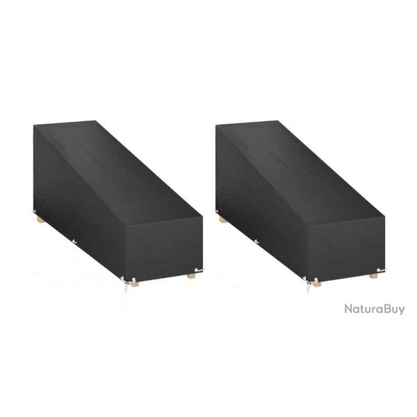 Housses noires en PE pour chaise longue 2 pcs - Protection extrieure rsistante 200x65x35/60 cm