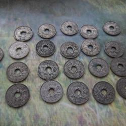 lot 21 pi&eacute;ces monnaie collection 10 centimes de 1936 type Lindauer