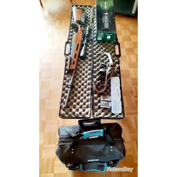 Carabine Anschtz 1807 22Lr avec lunette Weaver T-series et trpied bench rest Salva