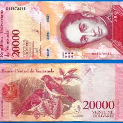 Venezuela 20000 Bolivares 2017 Billet Bolivar Simon Oiseau
