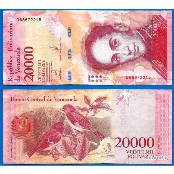 Venezuela 20000 Bolivares 2017 Billet Bolivar Simon Oiseau