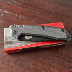 Couteau Tactical ABKT Tac Predator Blue Tanto Lame Acier D2 Manche G-10 Linerlock Clip AB026BL
