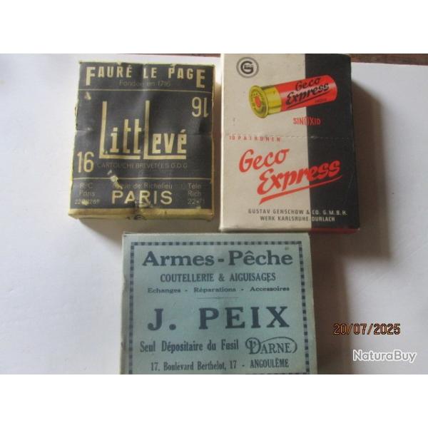 3 Boites de cartouches carton Cal 16