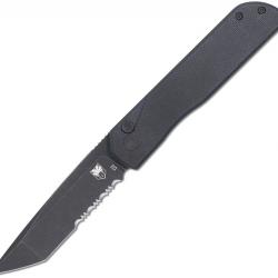 Couteau Cobratec Prowler Button Lock Lame Tanto D2 Serr Manche G10 Noir Clip CBTPLRBKBTS