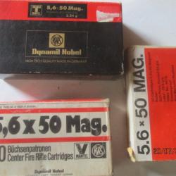 40 cartouches (balles) Cal 5.6x50Mag