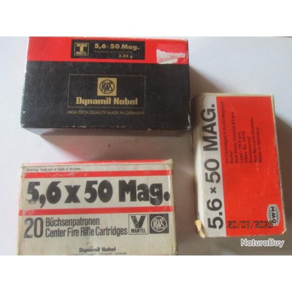 40 cartouches (balles) Cal 5.6x50Mag