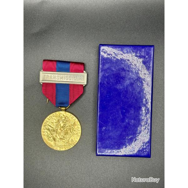 (21.008) Mdaille de la Dfense Nationale - Echelon Bronze - Agrafe Transmissions