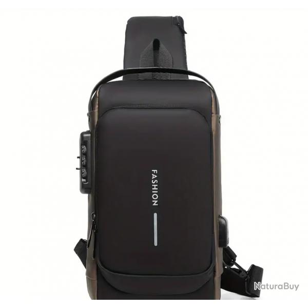 Sac Poitrine Antivol pour Hommes avec Port de Chargement USB