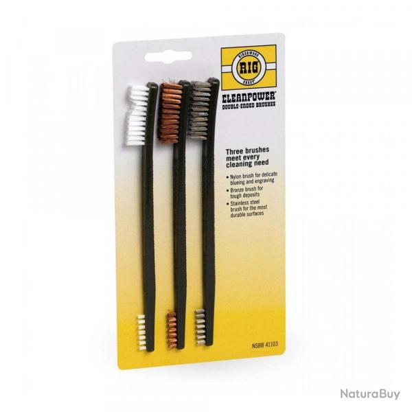 Set de 3 Brosses de Nettoyage Birchwood-Casey - Acier et Nylon - Pour Entretien Prcis des Armes