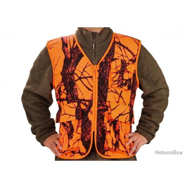 Gilet de chasse orange traque et battue - LIVRAISON GRATUITE