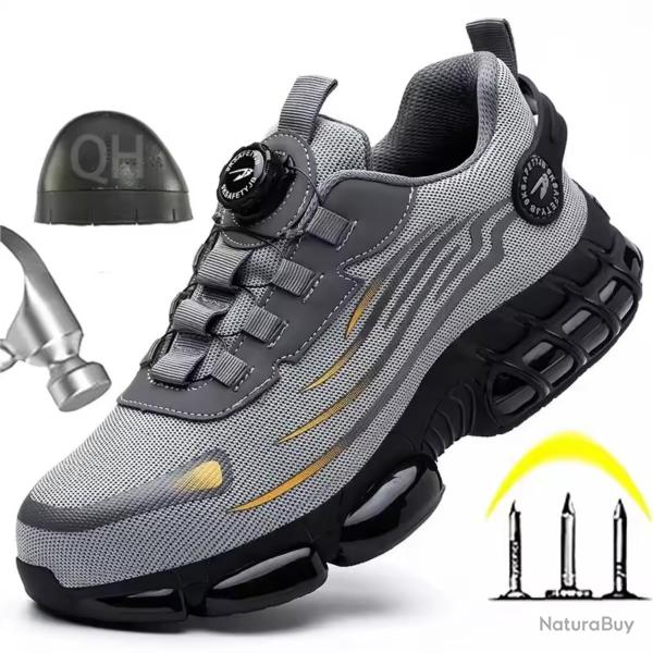 Chaussures de scurit homme style basket - Transport Manutention Btiment - Anti-perforation - Gris