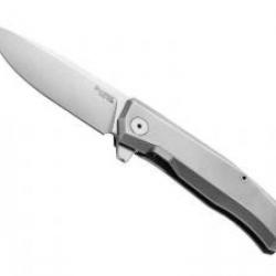 Couteau Lionsteel MYTO lame acier M390 Bohler satiné +manche titanium 6AL4V gris