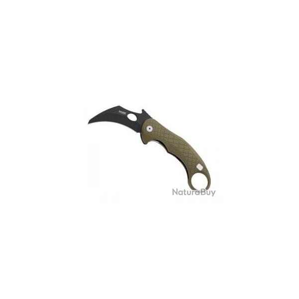 Couteau Karambit Lionsteel  LEONE VERT lame Hawkbill noire  trou acier CPM MagnaCut