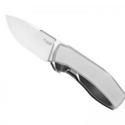 Couteau Lionsteel NONE lame acier CPM MagnaCut satiné manche titanium gris