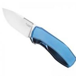 Couteau Lionsteel NONE lame acier CPM MagnaCut satiné manche titanium bleu