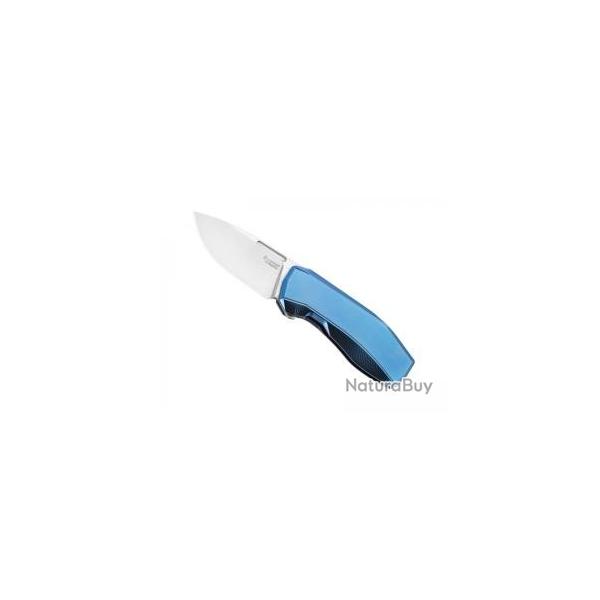 Couteau Lionsteel NONE lame acier CPM MagnaCut satin manche titanium bleu