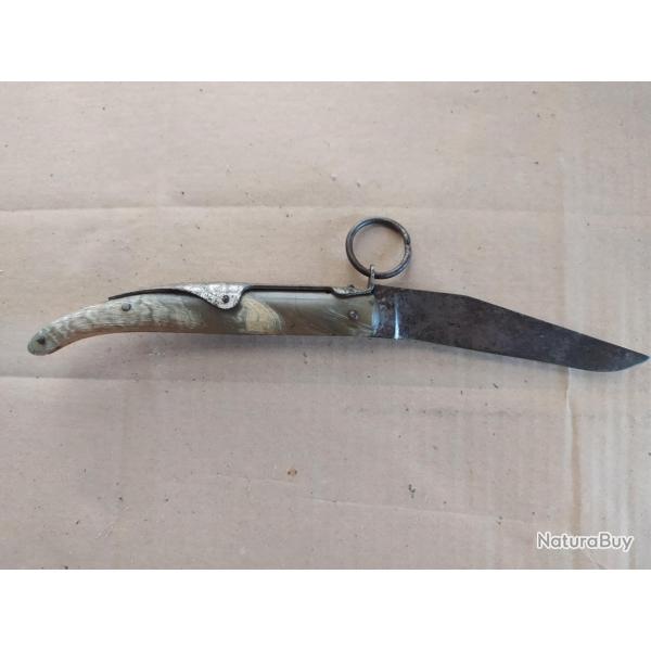 COUTEAU PLIANT MARQUE LABARGE  STYLE COUTEAU POILU 1914-1918 MANCHE CORNE