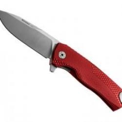 Couteau Lionsteel ROK lame acier M390 Bohler satiné +manche aluminium rouge