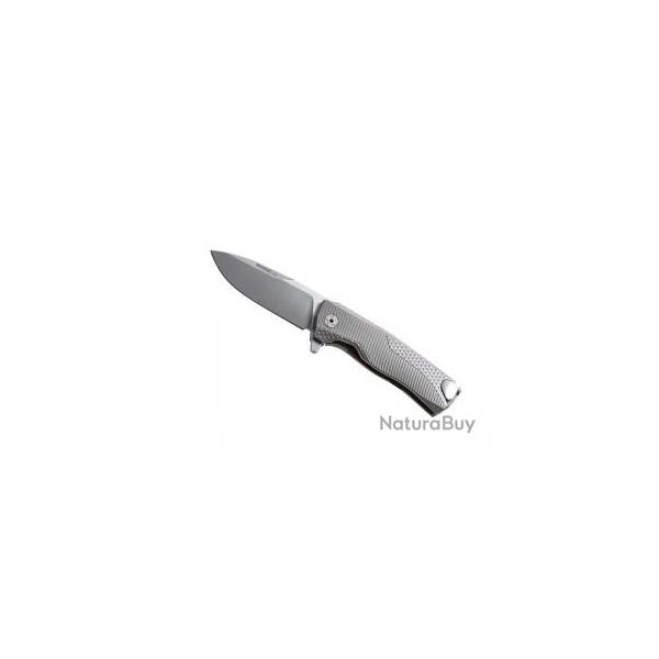 Couteau Lionsteel ROK lame acier M390 Bohler satin +manche titanium 6AL4V gris
