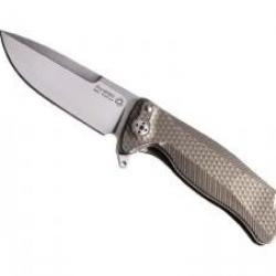 Couteau Lionsteel SR22 lame acier Sleipner satiné +manche titanium 6AL4V bronzé +étui
