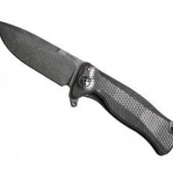 Couteau Lionsteel SR11 lame acier Sleipner finition blackwash +manche titanium 6AL4V noir +étui