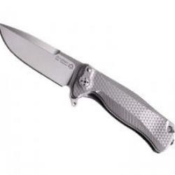 Couteau Lionsteel SR22 lame acier Sleipner satiné +manche titanium 6AL4V gris +étui