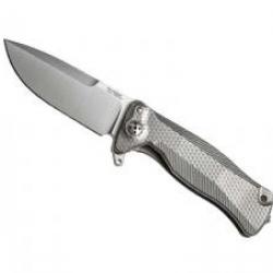 Couteau Lionsteel SR11 lame acier Sleipner satiné +manche titanium 6AL4V gris +étui