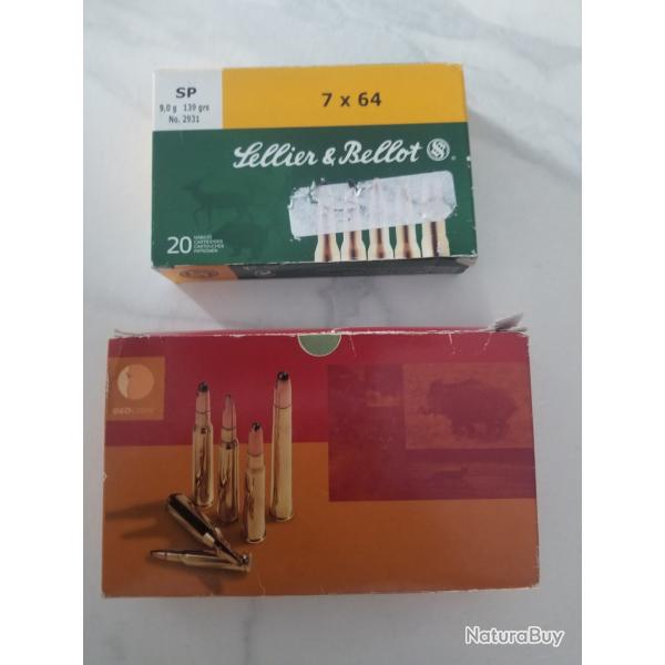 Deux boites 7x64 (Sellier & Bellot et grand Slam).