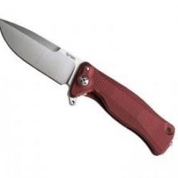 Couteau Lionsteel SR11 lame acier Sleipner satiné +manche aluminium rouge