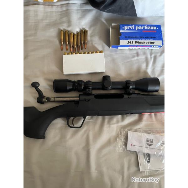 Carabine a verrou Savage Axis + Lunette Weaver 3-9x40 - Cal.243win